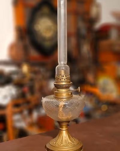 Grande lampe à pétrole en verre