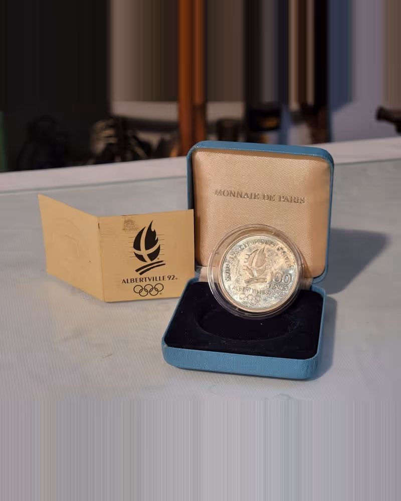 MONNAIE en ARGENT EUX OLYMPIQUES d'HIVER D'ALBERTVILLE 1992