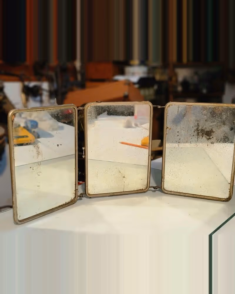 Miroir triptyque de barbier